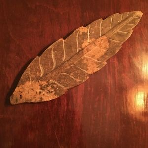 Beautiful Solid Granite Paper Weight &/or Table Accent Carved into Leaf Shape
